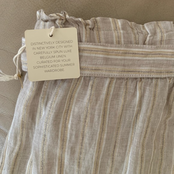 MAGASCHONI Striped Linen Wide Leg Palazzo Pants Paperbag Flowy Boho Pant - Picture 7 of 13